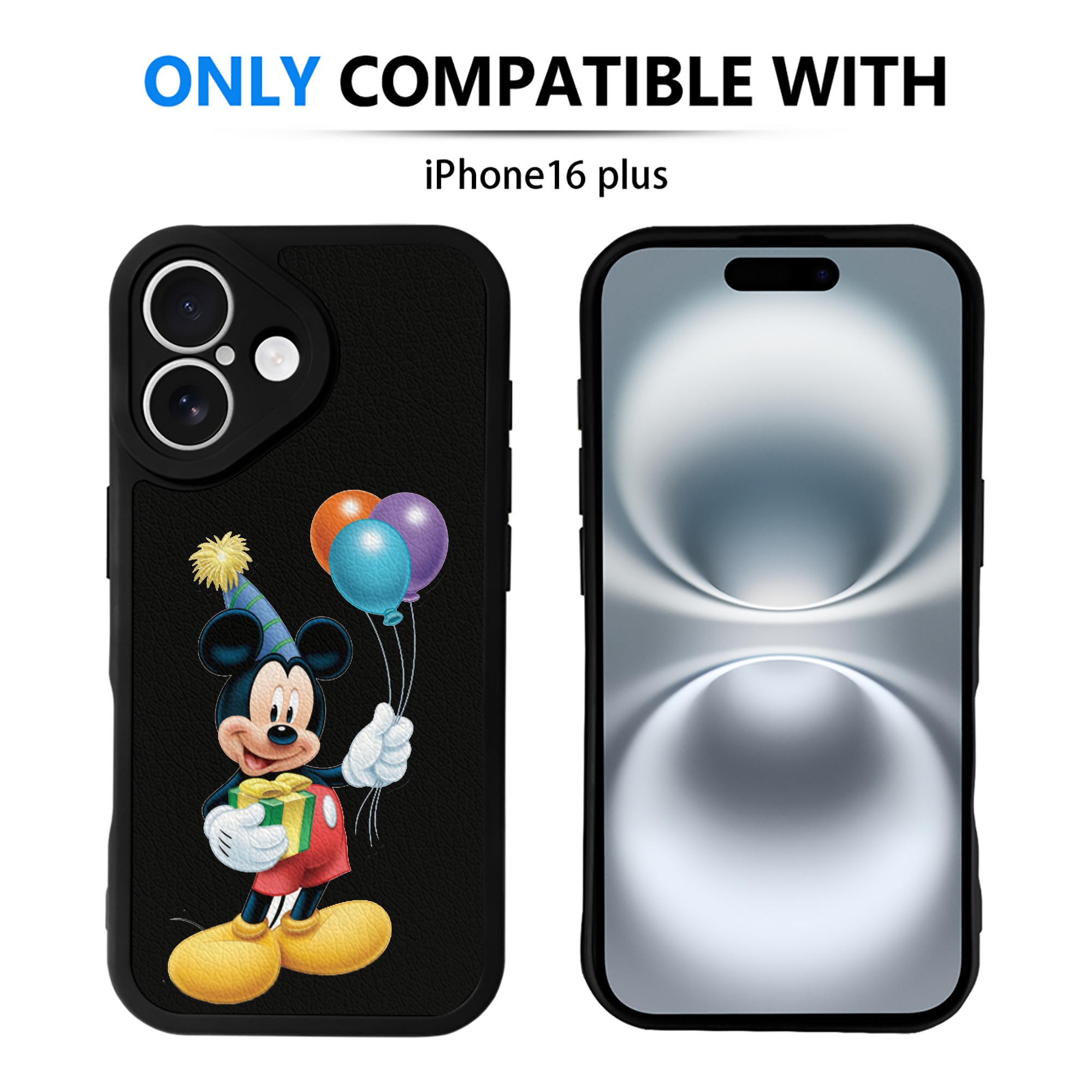 （画像用） ミッキーマウス Mickey Mouse 【iPhone 16シリーズ対応】シリコンスマホケース（レザー調） 材質：シリコン